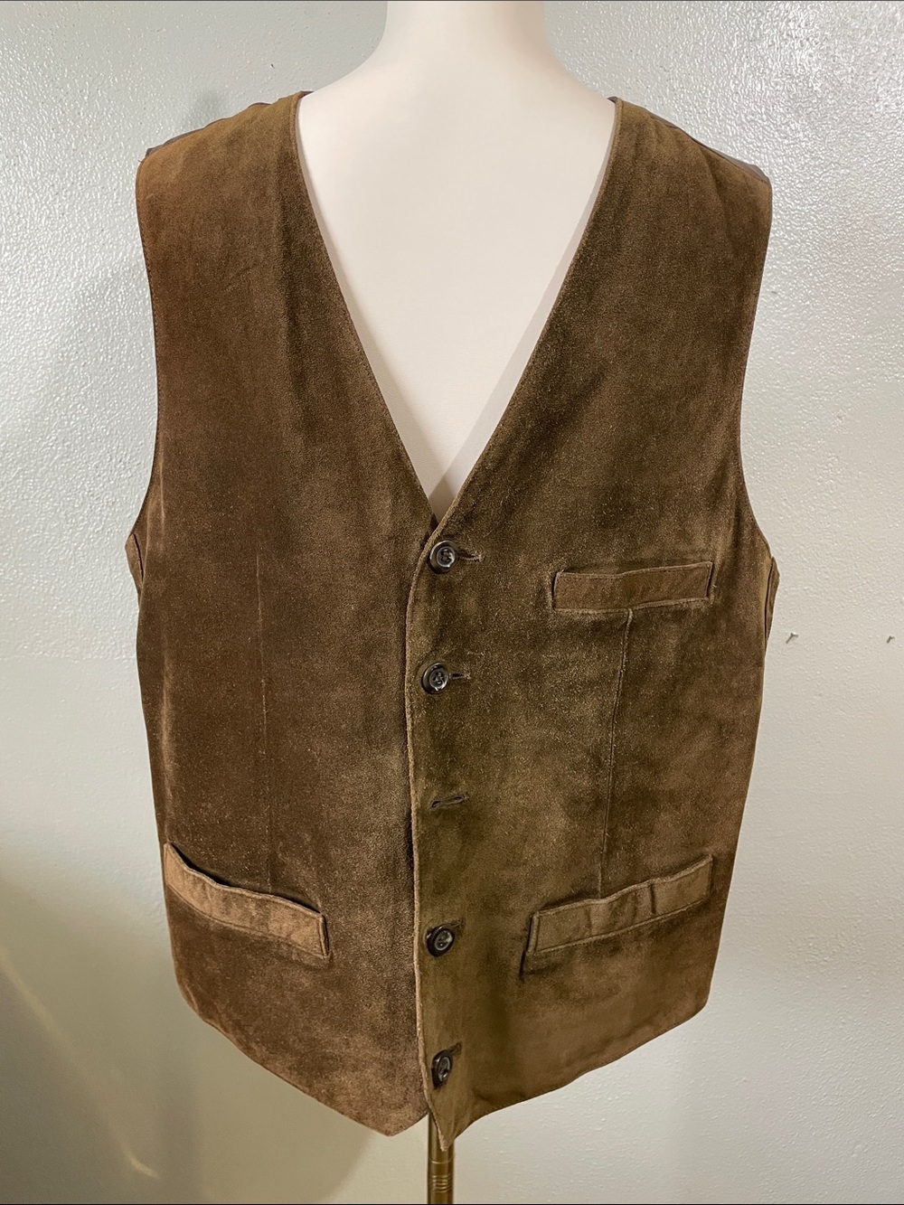 Heritage Western Suede Leather Vest Brown Medium Hunt Club Ranchwear Rusticwear